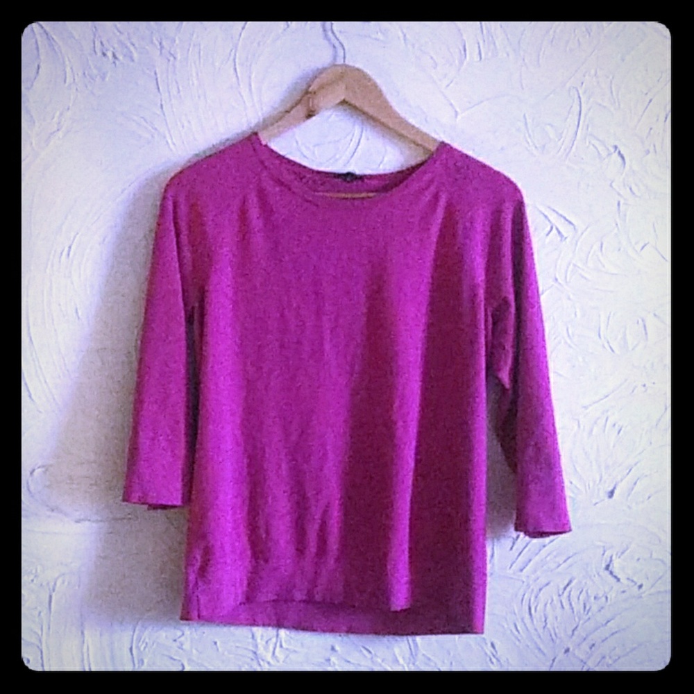 Talbots fuschia  knit top sz L